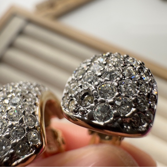 Vintage Carolee Rhinestone Pave Clip On Earrings - Picture 5 of 11